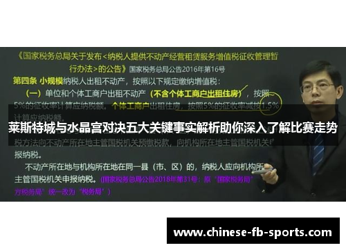 莱斯特城与水晶宫对决五大关键事实解析助你深入了解比赛走势